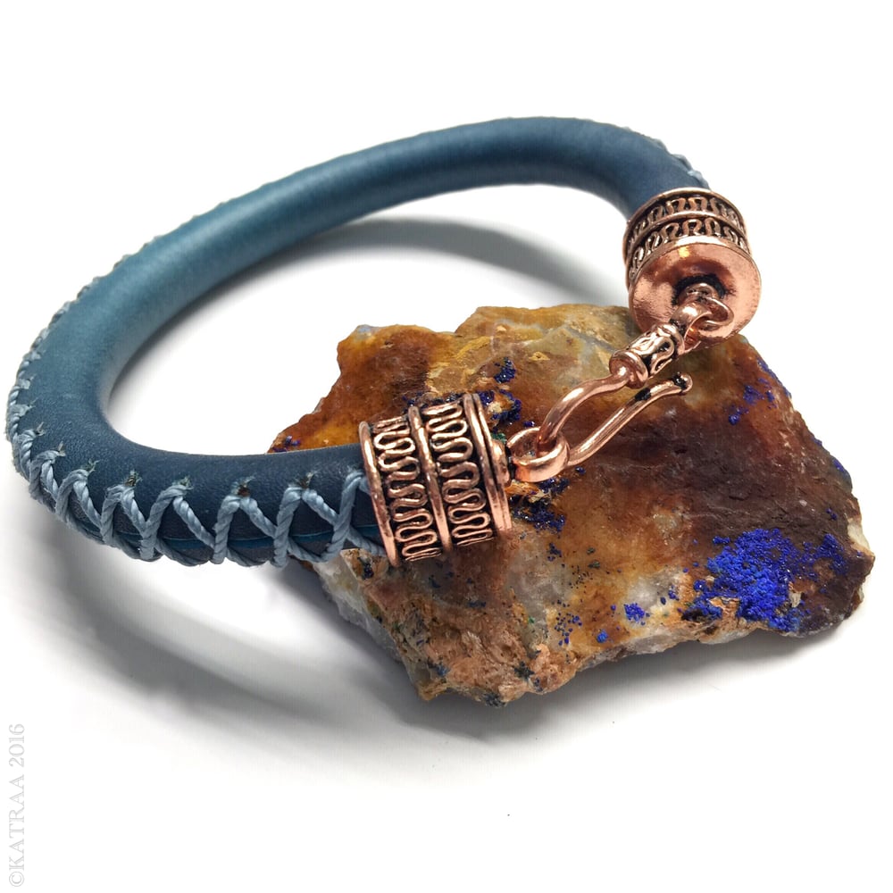 Image of Cerulean Laced Leather Cuff