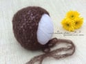 Tiny Flowers Mohair bonnet - Chocolate