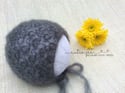 Tiny Flowers Mohair bonnet - Charcoal