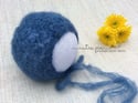 Tiny Flowers Mohair bonnet - Denim