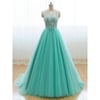Beautiful Mint Green Tulle Ball Gown Prom Dress with Lace, Long Party Dresses, Prom Gowns