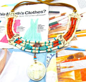 Image of Pow Wow Jewelry. Traditional Bone Hairpipe Breastplate Choker. Bear Pendant 
