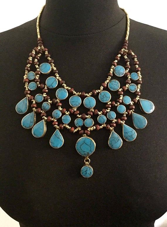 Image of Collar piedra Turquesa 3 líneas.