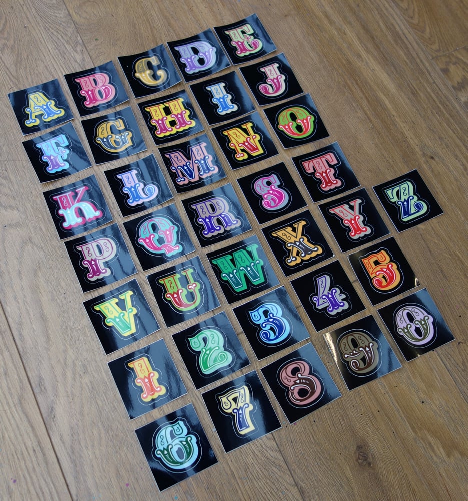 Image of A-Z & NUMBERES CIRCUS FONT STICKERS