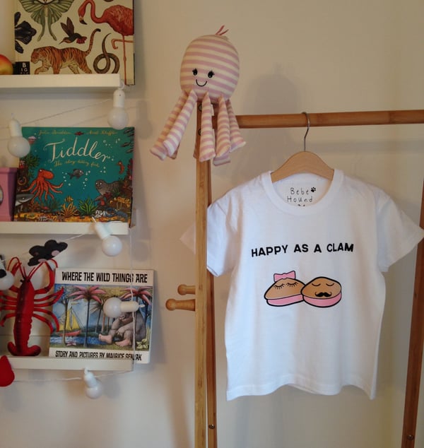 Image of happy as a clam tee