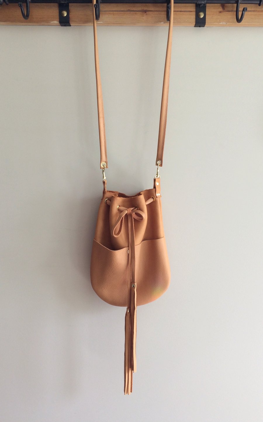 Image of oversized cognac Elsie crossbody