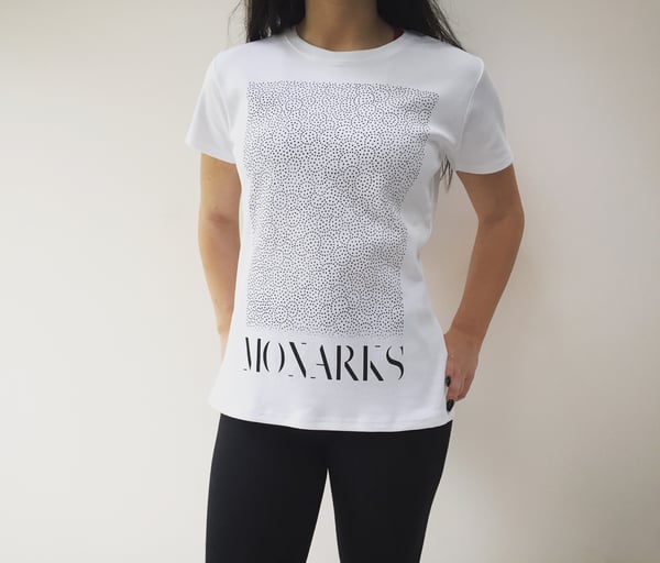 Image of Monarks Repeater Pattern Women's T-shirt (Black/White)