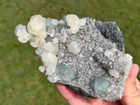 Image 3 of Green Fluorite On Druzy Quartz With UV Dog Tooth Calcite #2225