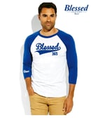 Image 2 of Blessed 365 Baseball Tee - White/Royal Blue