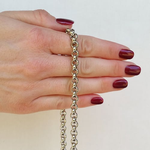 Image of NICKEL Chain Luxury Strap - Classic Rolo Chain - 1/4" (7mm) Wide - Choose Length & Clasps