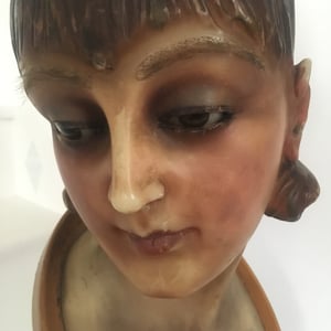 Image of Antique rare and beautiful example of a wax portrait head mannequin