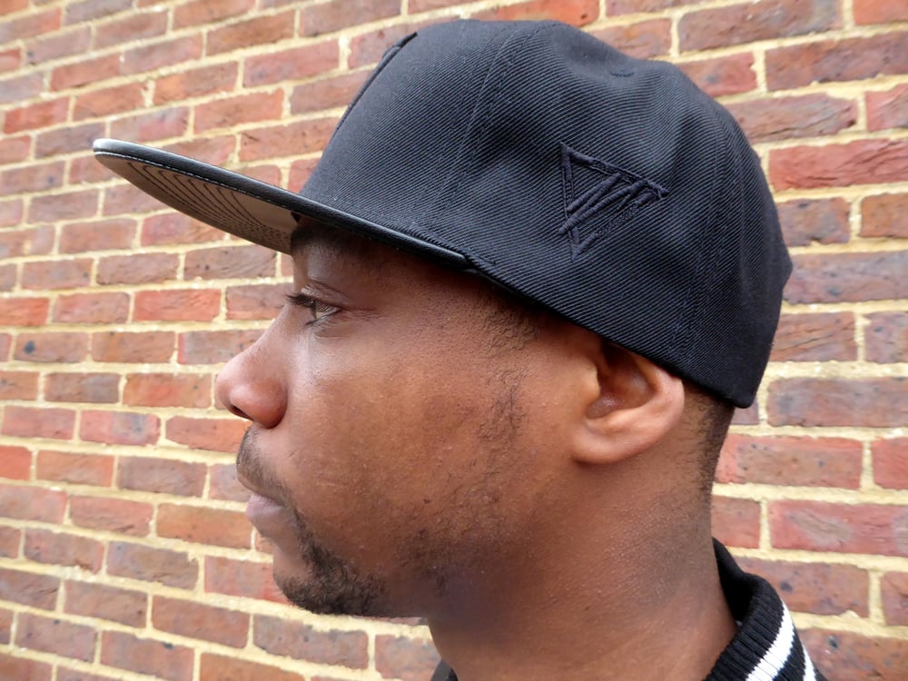 Image of Black Leather Peak Snapback