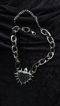 Image 4 of labradorite crystal heart with fox tooth