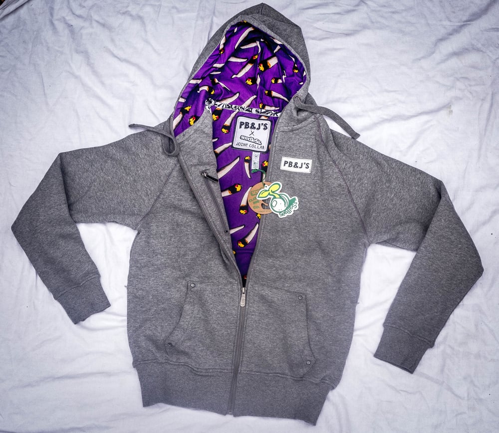 Image of PBnJs Colab Zip Up Hoodie with Purple Joint Lining