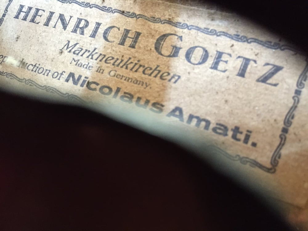 Image of Heinrich Goetz,Markneukirchen 4/4 Violin Reproduction of Nicolaus Amatius Circa 1855-1890 Germany