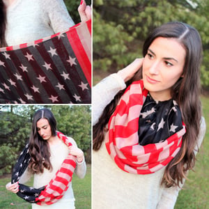 Image of Vintage American 4th of July Flag infinity Scarf  