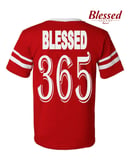 Image 3 of Blessed 365 Striped Sleeve V-Neck - Red/White