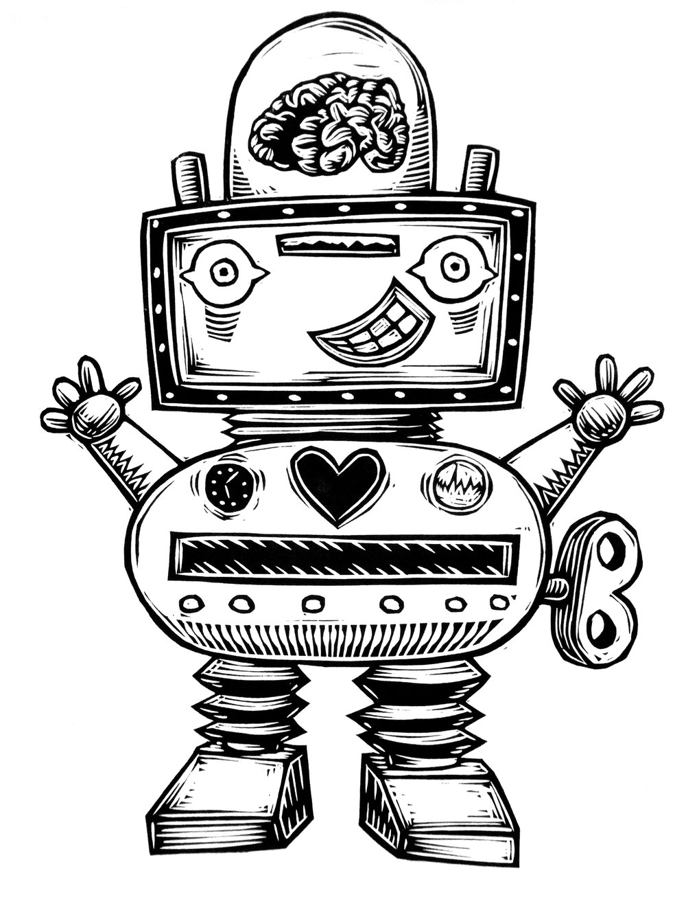 Cute and Brainy Robot T-Shirt (A2) **FREE SHIPPING**