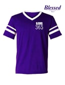 Image 2 of Blessed 365 Striped Sleeve V-Neck - Purple/White
