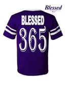 Image 3 of Blessed 365 Striped Sleeve V-Neck - Purple/White
