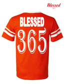 Image 3 of Blessed 365 Striped Sleeve V-Neck - Orange/White