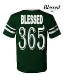 Image 3 of Blessed 365 Striped Sleeve V-Neck - Dark Green/White