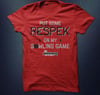 Pinkingz Bowling T-Shirt - Put Some Respek On My Bowling Game || Red w/ Black & Silver 