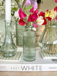 Image 3 of SALE! Green Glass Bud Vases ( Set or Singles )