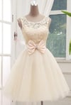Lovely Champagne Lace Tulle Homecoming Dresses 2016, Short Prom Dresses, Lovely Homecoming Dresses