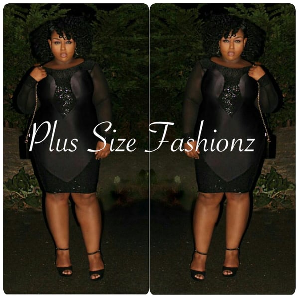 Black Sequence Dress - Plus Size Fashionz