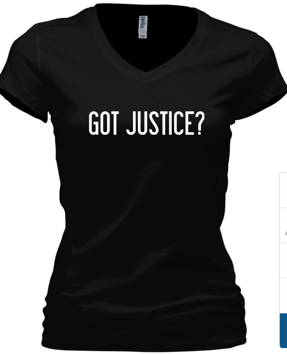 AUTHORITEES — WOMEN'S GOT JUSTICE? V-NECK T-SHIRT (Tshirt will reflect ...