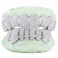 Image 1 of Vs1 Silver Iced out Diamond Grill per tooth 