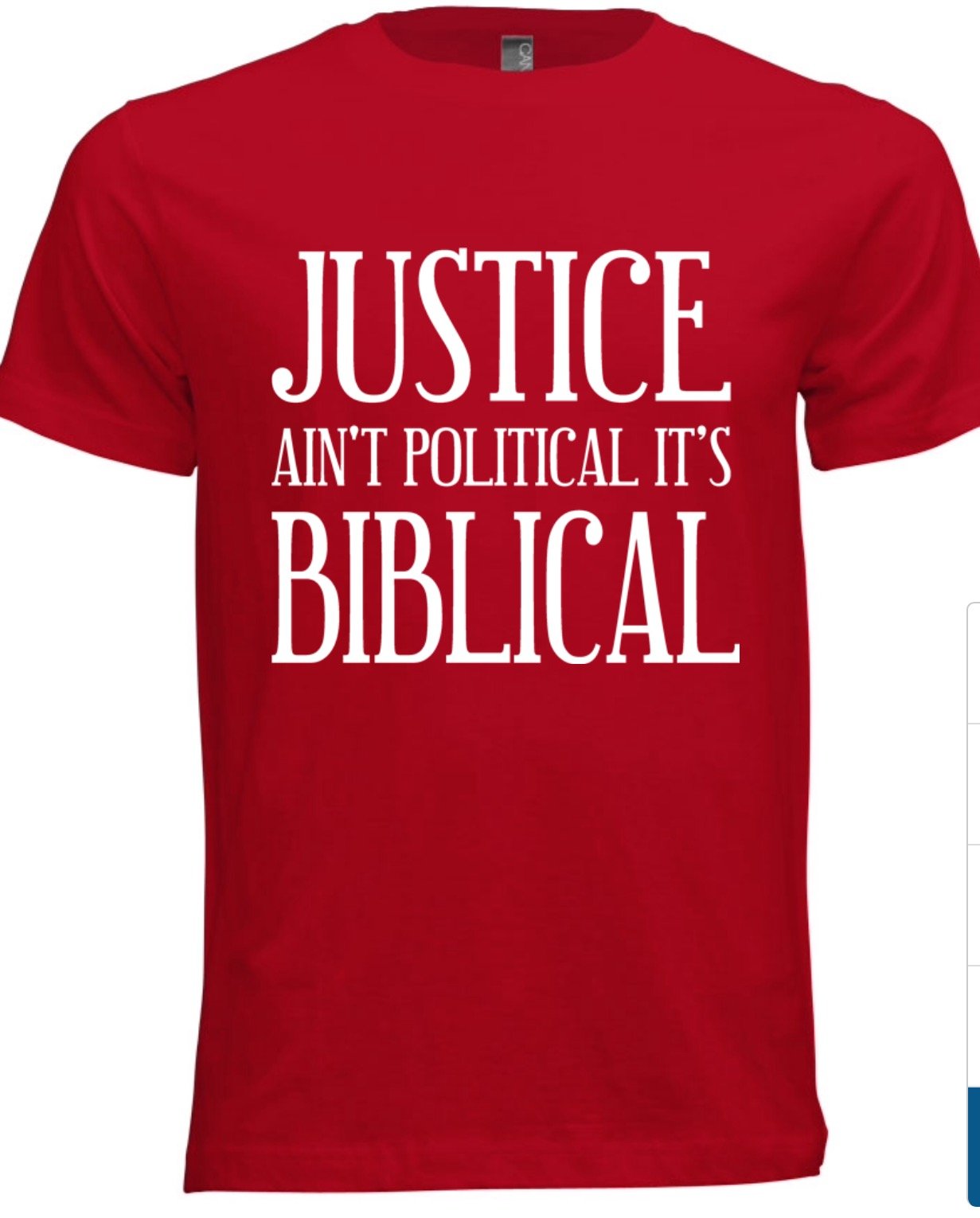 Image of MEN'S JUSTICE AIN'T POLITICAL IT'S BIBLICAL PLEASE ALLOW UP TO 14-16 BUSINESS DAYS TO RECEIVE