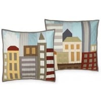 Image of Tiny Town Throw Pillow Cover Quilt Patterns - 18" x 18"