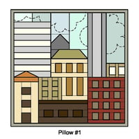 Image of Tiny Town Throw Pillow Cover Quilt Patterns - 18" x 18"