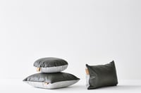 Image 4 of Leather Tab Cushion Cover - Grey Round