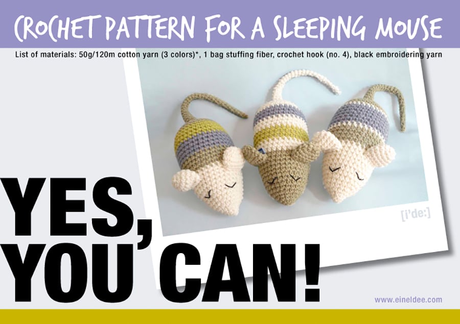 Image of Crochet Pattern for a "Sleeping Mouse" / Häkelanleitung für eine "Schlafmaus"