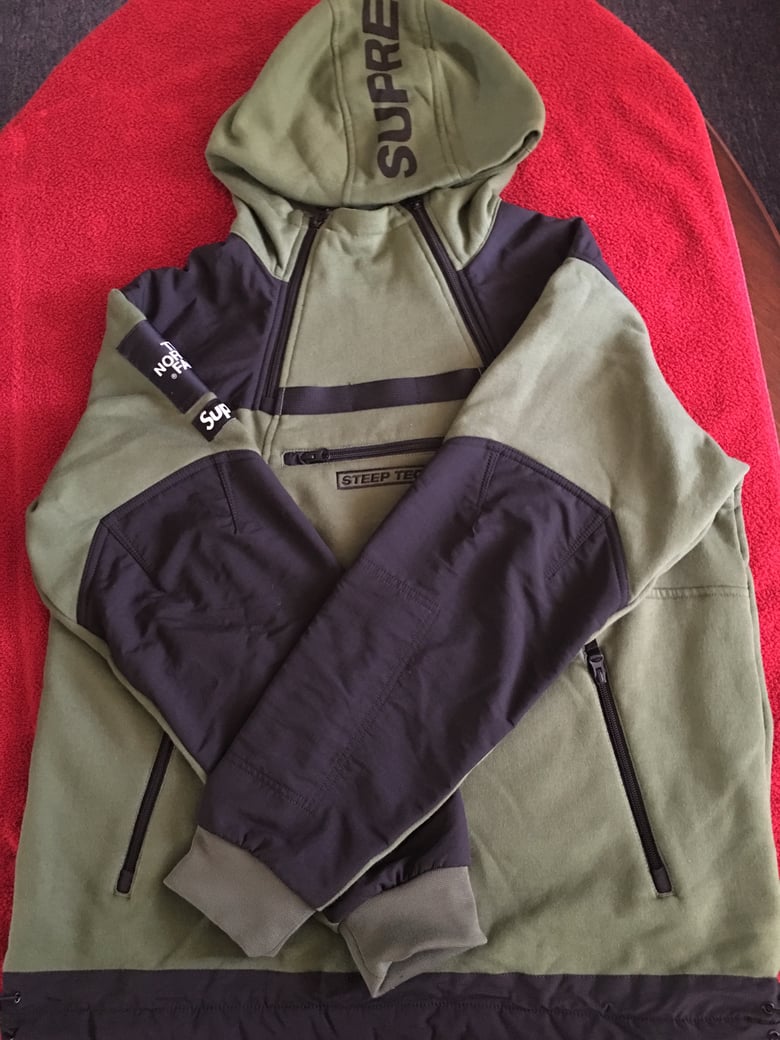 Image of Supreme X TNF Olive Hoodie