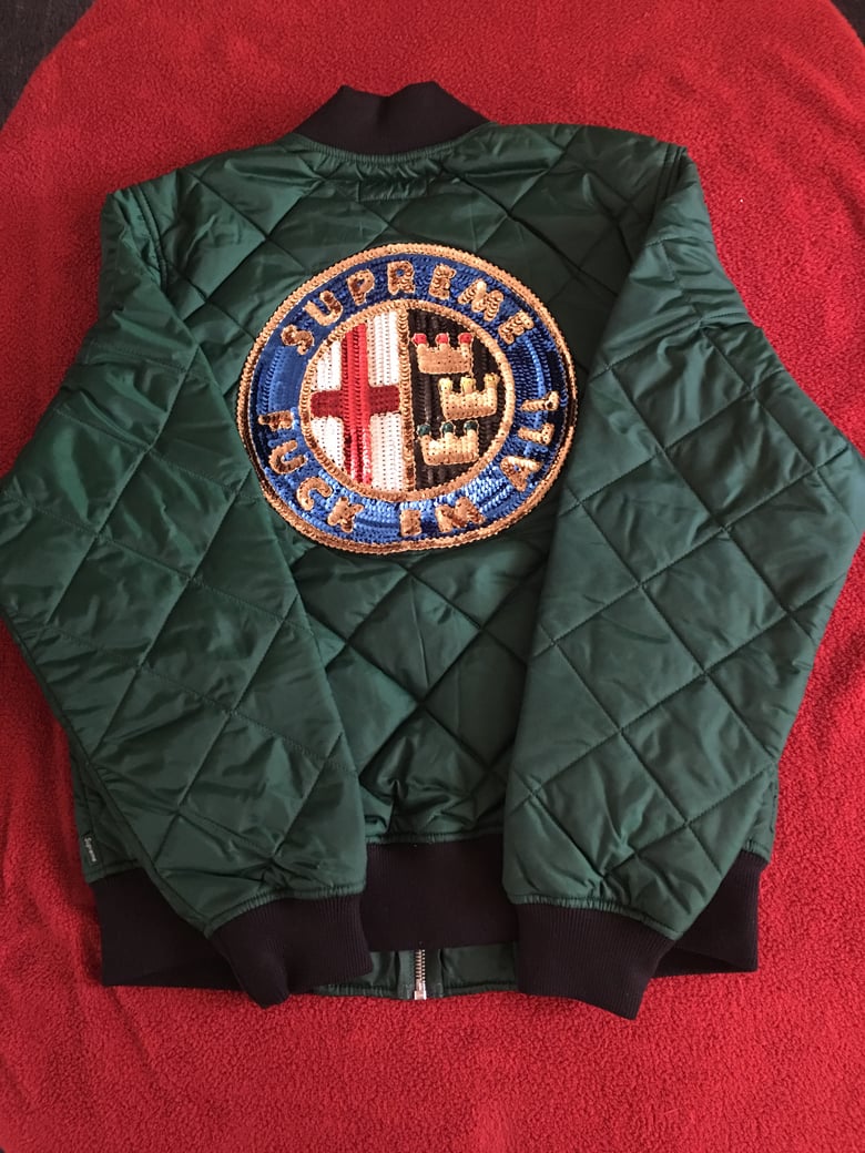 Image of Supreme Sequin Patched Quilted Bomber