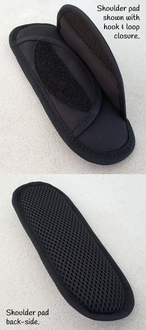 Image of Black PolyPropylene Adjustable Shoulder Strap with Shoulder Pad - Nickel Snap Hooks - Clearance