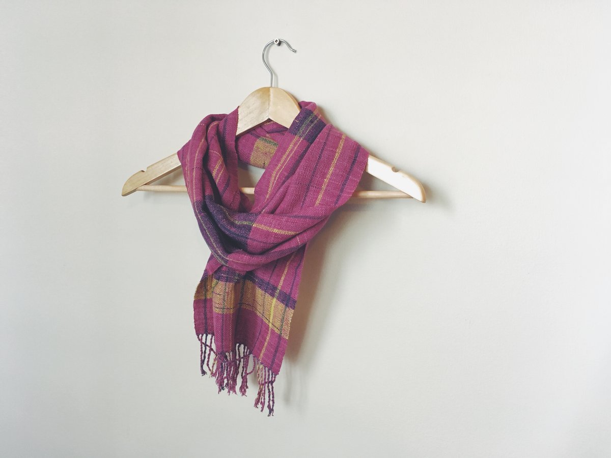 Image of hand-dyed silk and wool scarf