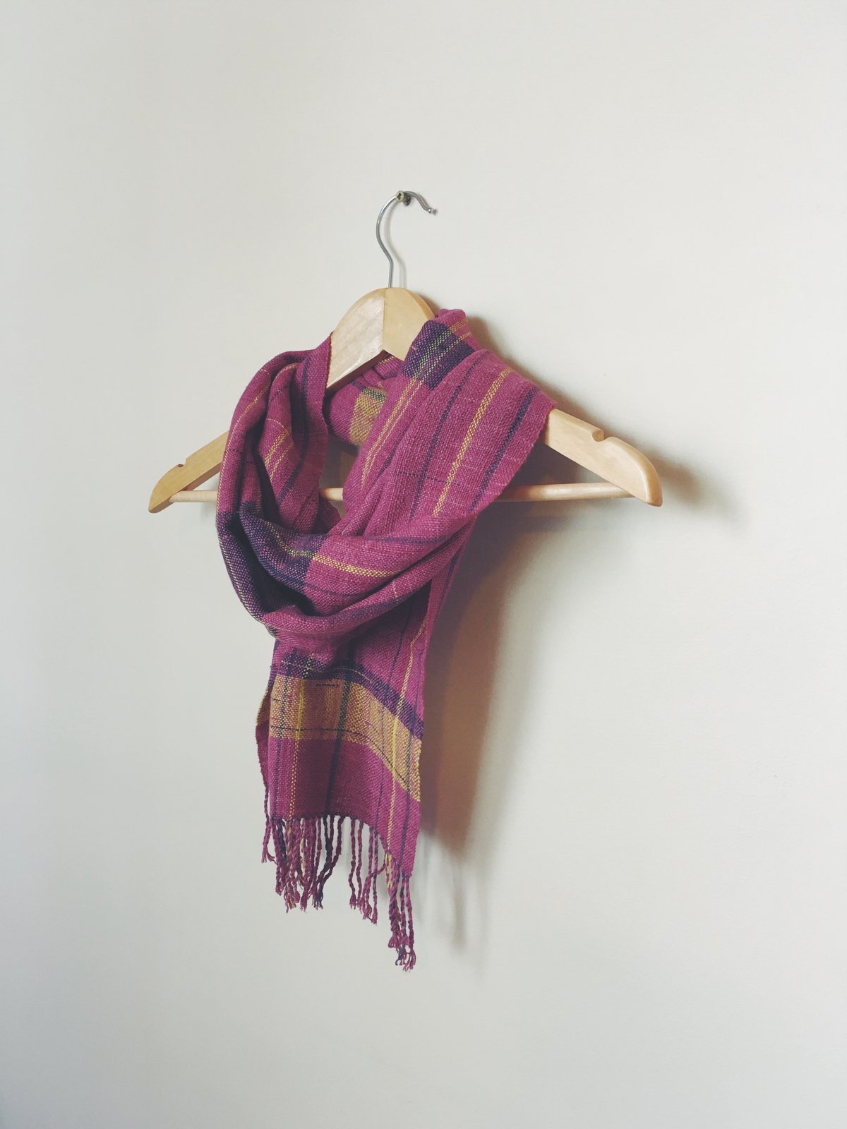 Image of hand-dyed silk and wool scarf