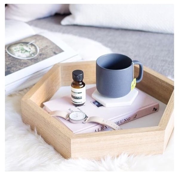 Image of TASMANIAN OAK WOODEN HEXAGON TRAY