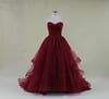 Gorgeous Tulle Burgundy Ball Gown Long Prom Dresses, Evening Gowns, Party Gowns