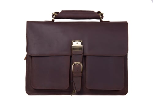 Image of Handmade Italian Full Grain Vintage Brown Leather Briefcase Men Messenger Bag Laptop Bag 1031