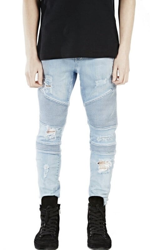 Image of Distressed Biker Jeans