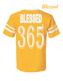 Image 3 of Blessed 365 Striped Sleeve V-Neck - Gold/White