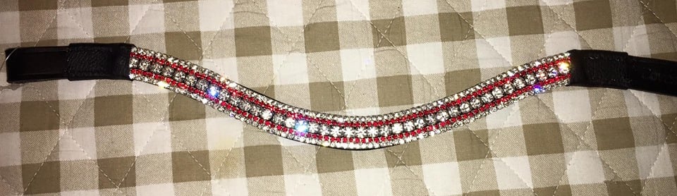 Image of Red and Clear 5 row bling browband