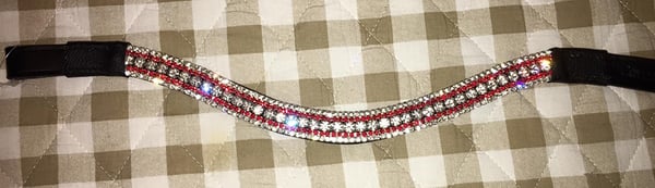 Image of Red and Clear 5 row bling browband