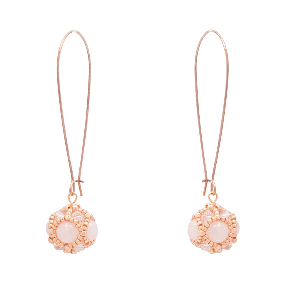 Image of Rose Quartz & Rose Gold Empire Earrings